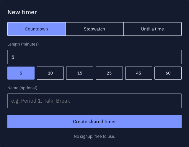 Room creation screen