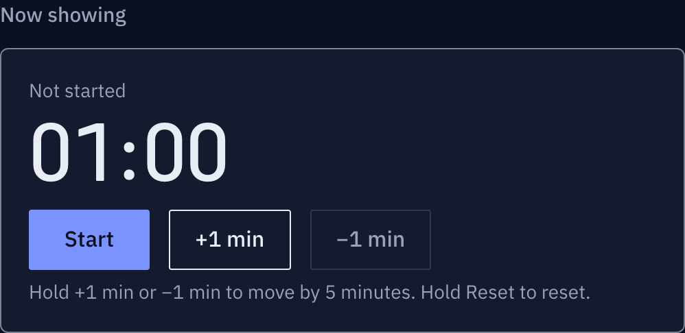 It is easy to lose track while reading the slides. Sharing only a timer could cover the presentation.